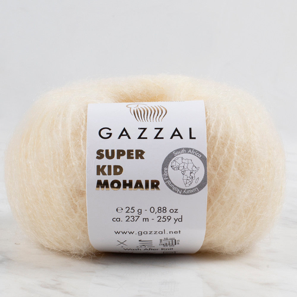 Gazzal Super Kid Mohair Krem 25 Gr El Örgü İpi - 64408